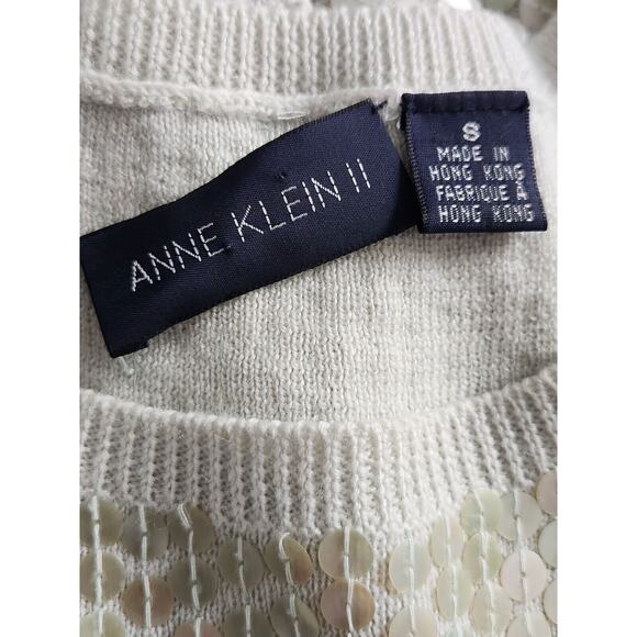 Vintage Anne Klein II Sequin Wool Knit Cardigan & Top Set Small Sage Green - Picture 9 of 12